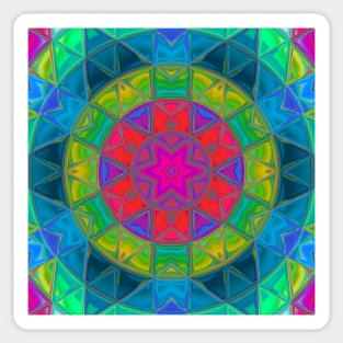 Mosaic Kaleidoscope Flower Red Green and Blue Sticker